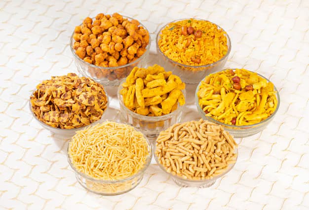 Indian snacks and namkeen spread
